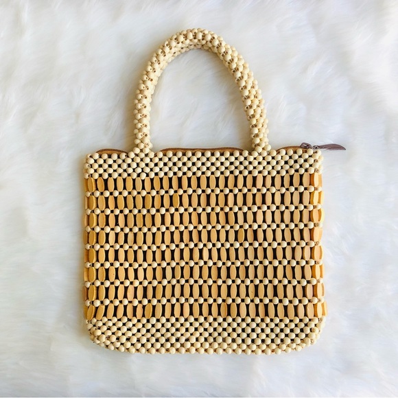 Vintage Artisan Wooden Beaded Bag - Picture 2 of 13